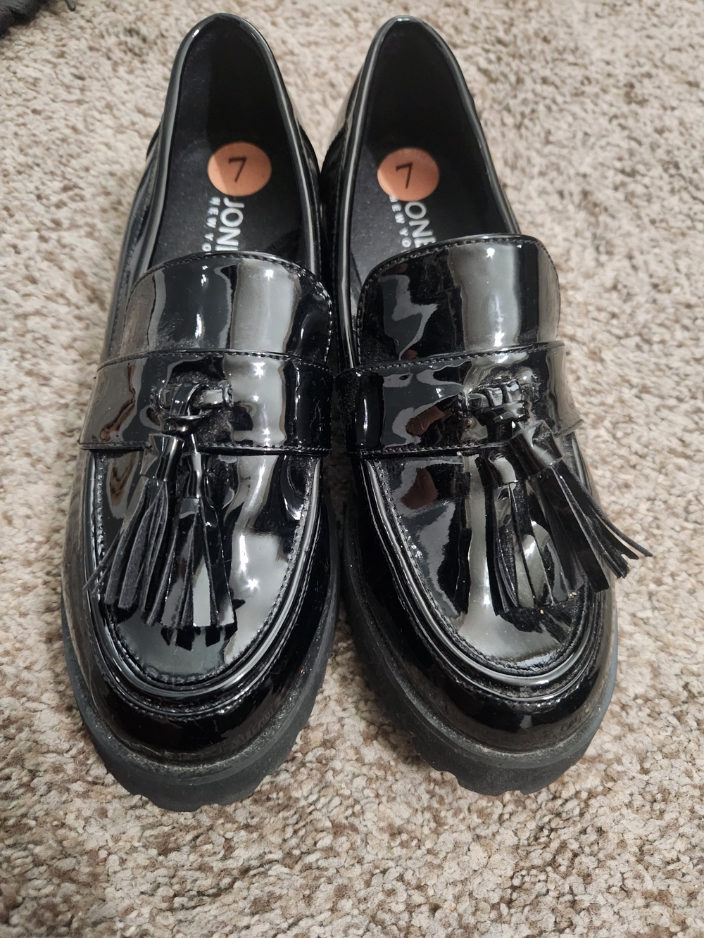 Jones New York Black Patent Tassel Loafers